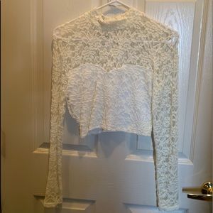 Cream lace crop top